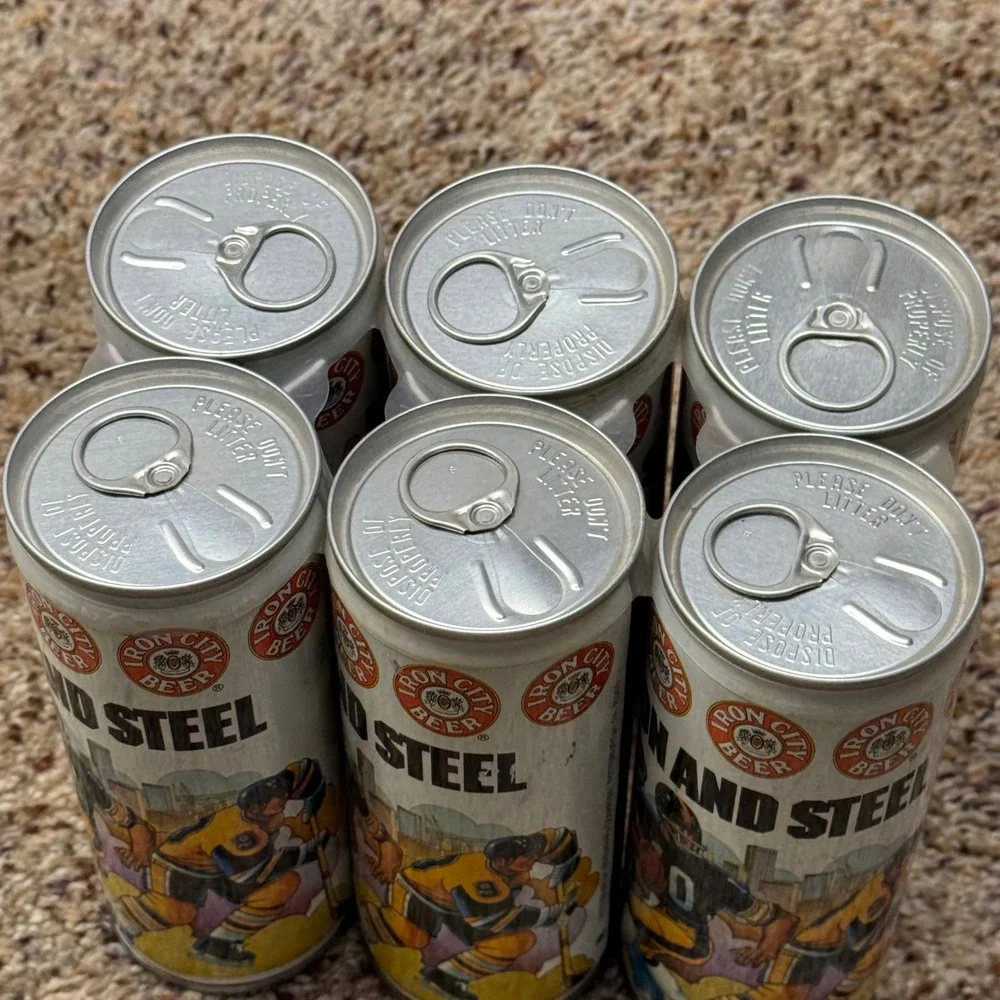 Vintage Iron City Beer Iron and Steel Cans 16oz Pittsburgh Sports Set of 6